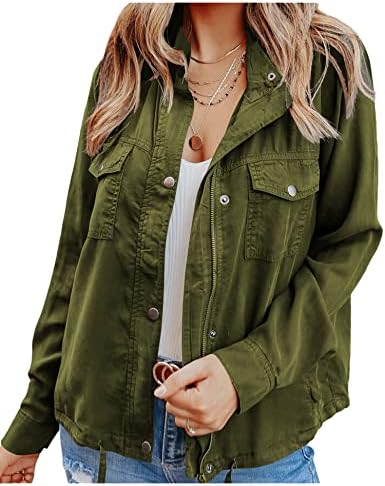 Yasmina® | Damen Outdoor-Militär-Utility-Jacke, Safari-Jacke mit Kordelzug