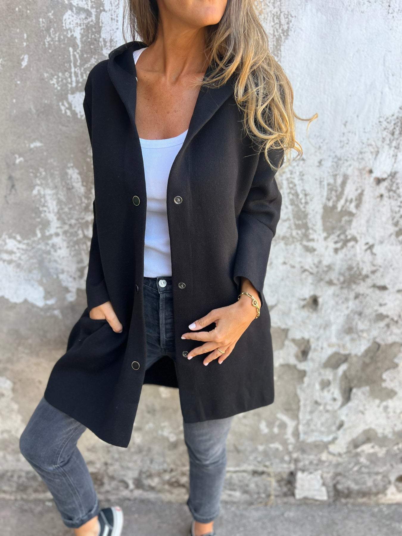 Vilma® | Cardigan con bottoni e cappuccio