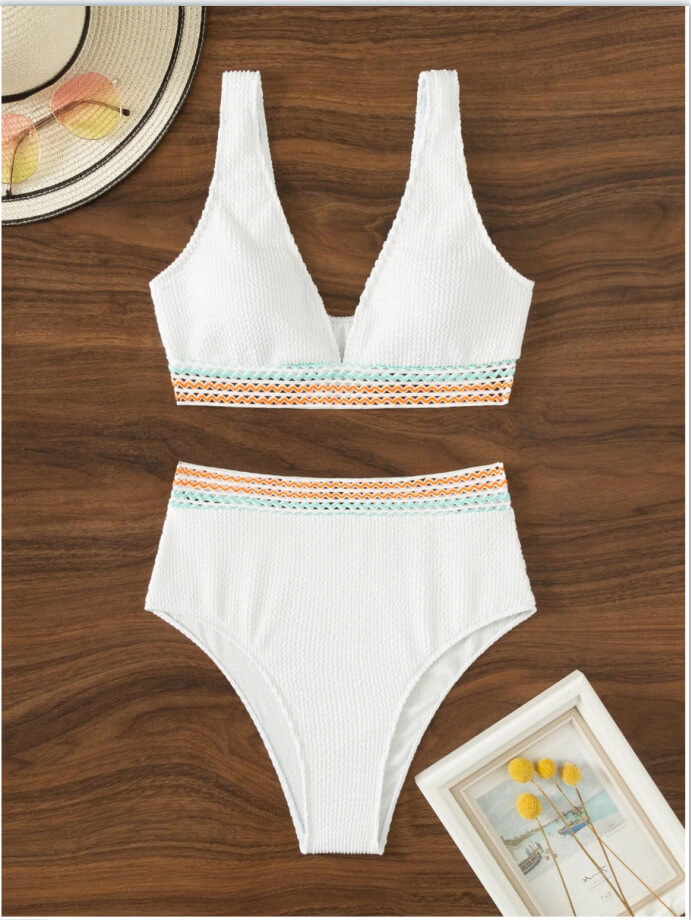 Karol® | Bikini bianco all'uncinetto a vita alta